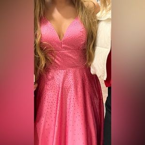 Hot pink rhinestone prom dress! fits true to size and so comfortable
